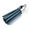 Faux Suede Tassel Pendant Decorations, with CCB Plastic Cord Ends, Platinum, Steel Blue, 35~37x10mm, Hole: 1.8mm