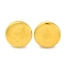 Ion Plating(IP) 304 Stainless Steel Flat Round Stud Earrings, Real 18K Gold Plated, 15mm