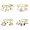4Pcs 4 Style Rainbow & Panda Charm Enamel Brooch Pin, Alloy Safety Pin for Scarves Sweater, Golden, Colorful, Mixed Color, 35~46x50mm, 1pc/style