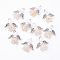 10Pcs Acrylic & Imitation Pearl Flower Angel Pendants, with Alloy Wings and Brass Findings, Antique Silver & Platinum, Wheat, 20mm, Hole: 2.2mm, 10pcs/set