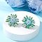 Flower Handmade Glass Seed Beads Stud Earrings, with Acrylic Bead Caps, Platinum, Sky Blue, 27.5x26mm