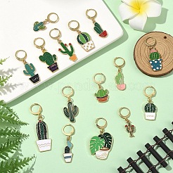 15 шт. подвесные украшения из эмалевого сплава в виде кактуса&nbsp;HJEW-YW00129