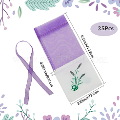 25 шт. мешочки для хранения сухоцветов из хлопковой органзы с набивным рисунком и лентой&nbsp;ABAG-SP0001-56A