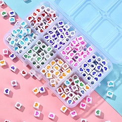 304шт 8 цвета белые непрозрачные акриловые бусины&nbsp;MACR-YW0001-92