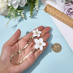 Браслеты на ногу с подвесками из белого цветка из сплава и пластика для женщин&nbsp;AJEW-WH20080-95A