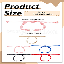 5шт 5 цвета регулируемый плетеный браслет из нейлонового шнура&nbsp;MAK-LP0001-05