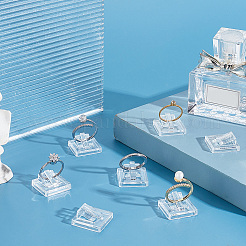 Квадратные прозрачные акриловые стойки с одним кольцом&nbsp;RDIS-WH0016-01A