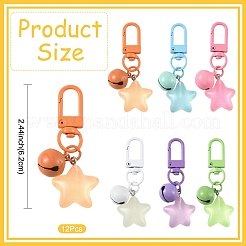 12 шт. 6-х цветные подвесные украшения в виде звезд из смолы&nbsp;HJEW-YW00236