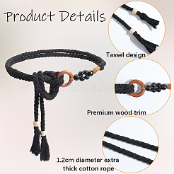 Ручная работа плетение хлопчатобумажная цепь пояса для женщин дамы платье&nbsp;AJEW-WH20017-73D