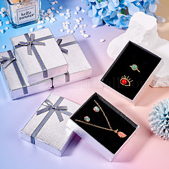 Прямоугольные бумажные коробки для хранения ювелирных наборов с бантом&nbsp;LS-CON-TAC0014-04G