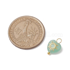 Подвески-сердечки из смешанных камней и золотистых металлических кусочков звезд и солнца&nbsp;PALLOY-JF02763