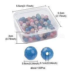 130шт окрашенные нити из натуральных многоцветных агатовых бусин&nbsp;G-YW0001-31