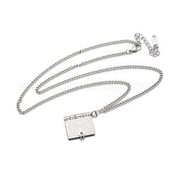 Ожерелья с подвеской в виде книги из нержавеющей стали 304 для женщин&nbsp;LS-NJEW-U037-01A-P