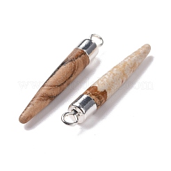 Подвески из натуральной яшмы с заостренными концами из латуни&nbsp;G-B025-02P-13