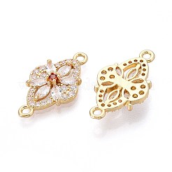 Подвески-соединители из латуни с прозрачными и оранжево-красными кубическими циркониями&nbsp;KK-N284-03G