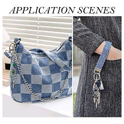 10 шт. 5 стиля брелок из плетеной паутины с перьевым сплавом и натуральным смешанным камнем и стеклянными семенами&nbsp;KEYC-TA0001-53