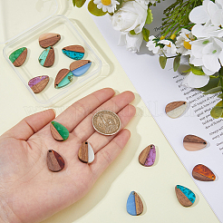 16шт 8 цвета прозрачной смолы и орехового дерева большие подвески&nbsp;RESI-HS0001-01D