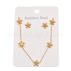 Комплекты из ожерелий и серег-гвоздиков из нержавеющей стали 304 с цветочным принтом&nbsp;SJEW-K003-02G