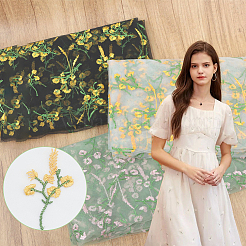 Кружевная ткань с цветочным узором и вышивкой из полиэстера&nbsp;AJEW-WH0314-267