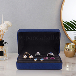 Прямоугольные коробки для показа колец на палец из искусственной кожи с 3 слотом&nbsp;CON-WH0099-10A