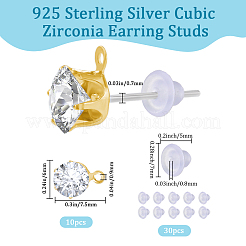 30 шт. фурнитура для сережек-гвоздиков из прозрачного кубического циркония&nbsp;EJEW-BBC0002-07A