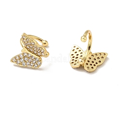 Серьги-каффы в виде бабочки из прозрачного кубического циркония EJEW-G295-15G