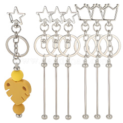 10шт. брелок для ключей из железного прута с бусинами&nbsp;KEYC-SC0001-77