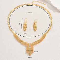 Изысканный комплект из ожерелий и серег из сплава с полыми пшеничными колосками для женщин&nbsp;EU1848