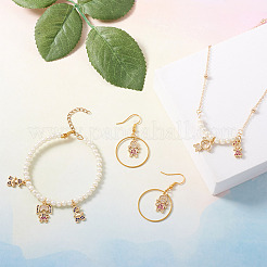 16 шт. 8 подвески из латуни с микропаве из разноцветных кубических цирконий&nbsp;ZIRC-FW0001-03