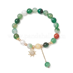 3шт. браслеты из круглых бусин из натурального полосатого агата&nbsp;BJEW-JB11924