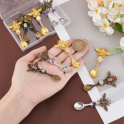 12 шт. 3-цветная кофейная чайная ложка из сплава и подвески в виде пчелы&nbsp;PALLOY-GA00013