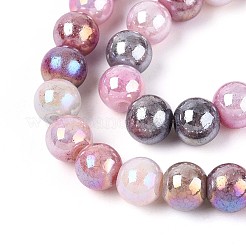 Гальванические непрозрачные стеклянные бусины&nbsp;EGLA-T026-8mm-05F