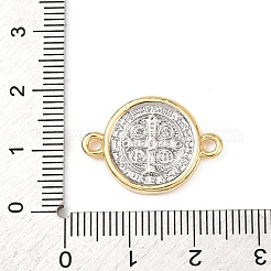 Латунные плоские круглые подвески-соединители с подвесками-звеньями Святого Бенедикта&nbsp;KK-K408-01G