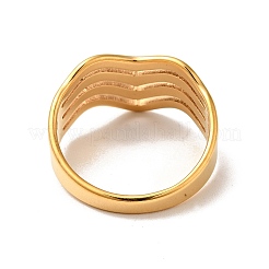 Ионное покрытие (ip) 201 нержавеющая сталь волна толстое кольцо для женщин&nbsp;RJEW-G266-08G