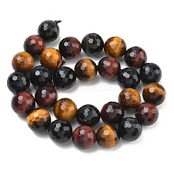 Трехцветные нити бусин из натурального тигрового глаза&nbsp;G-L642-F08-14mm