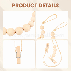 Настенная витрина для фотографий с гирляндой из деревянных бус&nbsp;AJEW-WH20011-54C