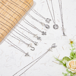 10 шт. набор из 10-х стильных ожерелий с подвесками из сплава и цепочками из нержавеющей стали 304&nbsp;NJEW-AB00019