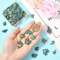 56 шт. 14 стиля подвески из сплава в тибетском стиле с изображением океана&nbsp;FIND-SC0018-14