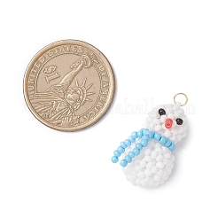 Подвески-снеговики из стеклянных бусин&nbsp;PALLOY-MZ01007
