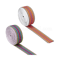 2 шт. 2-цветная плоская полиэстеровая полосатая лента в этническом стиле&nbsp;SRIB-DC0001-01