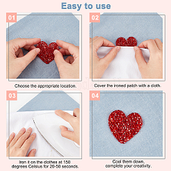 26 шт. 6 нашивки в форме сердца из термоклея со стразами&nbsp;AJEW-FG0002-25