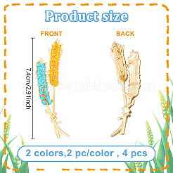 4 шт. 2-х цветные броши из пшеничного сплава со стразами для одежды рюкзака&nbsp;JEWB-HY0001-48