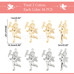 32 шт. 2-х цветные подвески ко Дню святого Валентина из нержавеющей стали 304&nbsp;STAS-UN0040-27