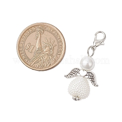 Подвеска в форме сердца ангела из стекла и АБС-пластика с имитацией жемчуга&nbsp;HJEW-JM03565-03