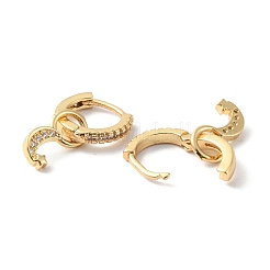 Серьги-кольца с луной и звездой и прозрачным кубическим цирконием&nbsp;EJEW-F310-07G