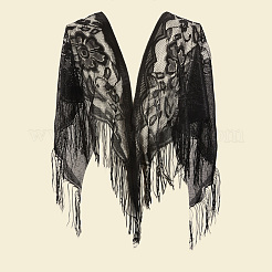 Съемная шаль из полиэстера с кружевным цветком&nbsp;AJEW-WH20072-43C