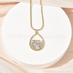 Ожерелья с подвесками из нержавеющей стали 304 с микропаве из прозрачных кубических цирконий для женщин&nbsp;LS-NJEW-Z103-01G-05