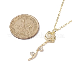 Колье из латуни с подвеской в виде цветка&nbsp;NJEW-JN04704