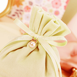 Бархатные сумки для бижутерии с кулиской и пластиковой имитацией жемчуга&nbsp;TP-CJC0001-03I