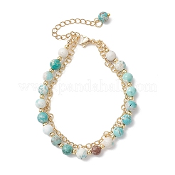 Многорядные браслеты из натурального хаулита и латунных цепей роло для женщин&nbsp;BJEW-JB13160
